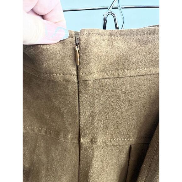 Anthropologie Akemi + Kin Skirt Tan Faux Suede Skirt Swing Belted Pleated Size 6 - Picture 11 of 13